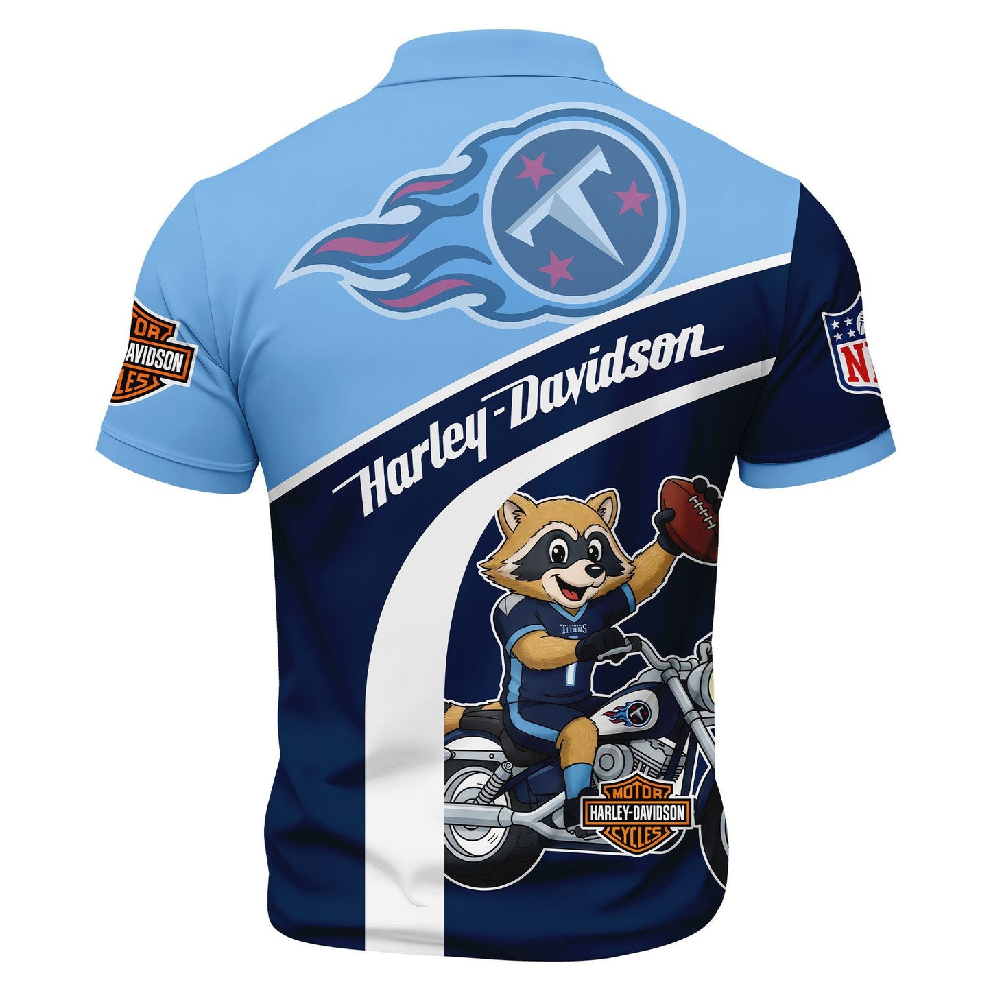 LIMITED EDITION - NEW CUSTOMIZED NFL31 TST TENNESSEE TITANS HARLEY-DAVIDSON POLO WITH ZIPPER SHIRT