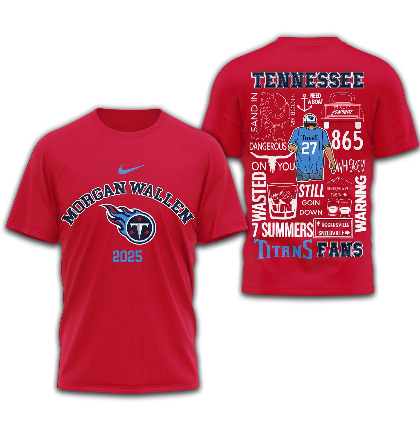 LIMITED EDITION - NEW CUSTOMIZED NFL31 TST TENNESSEE TITANS T-SHIRT | MULTIPLE COLORS AVAILABLE