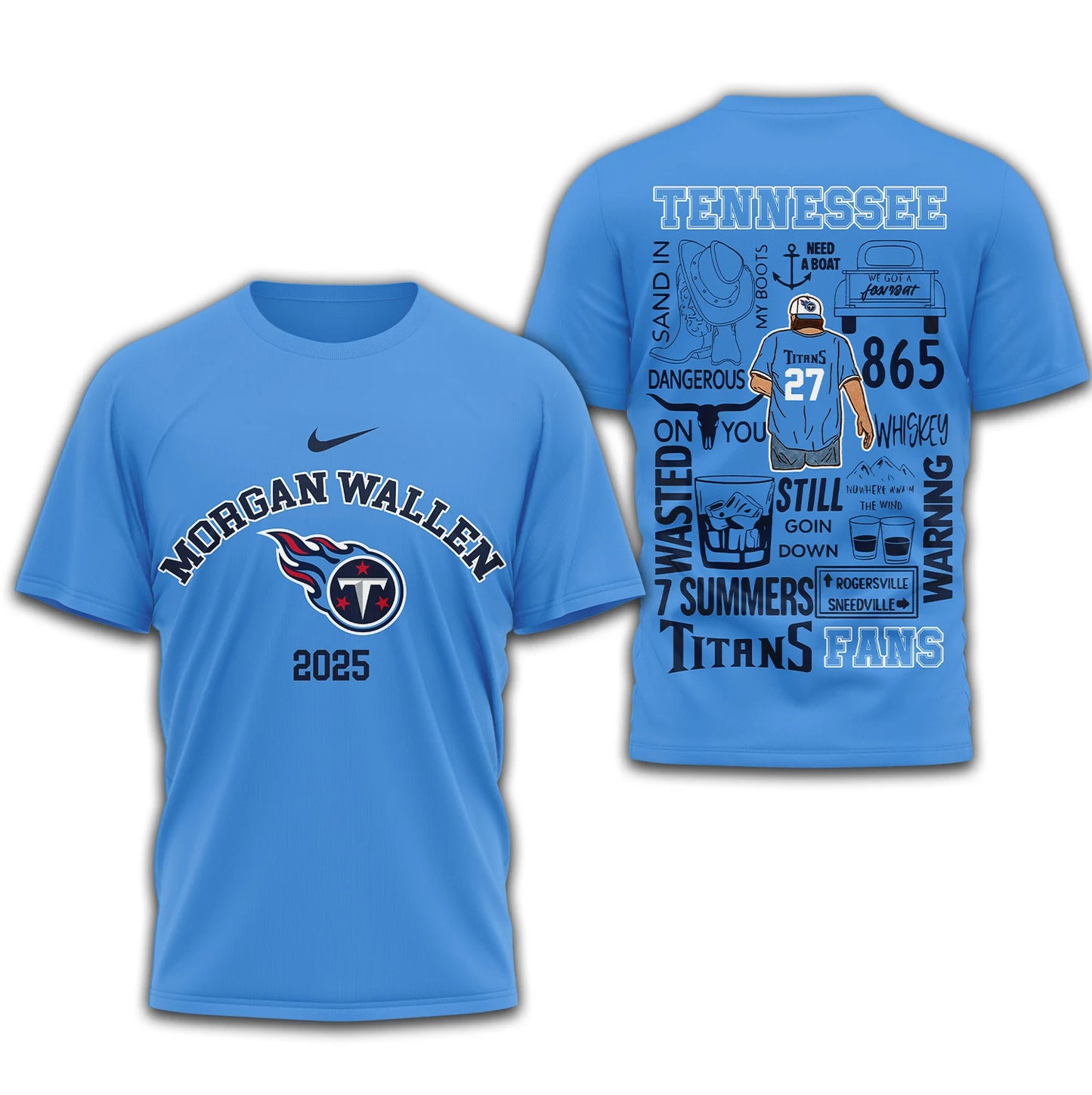 LIMITED EDITION - NEW CUSTOMIZED NFL31 TST TENNESSEE TITANS T-SHIRT | MULTIPLE COLORS AVAILABLE