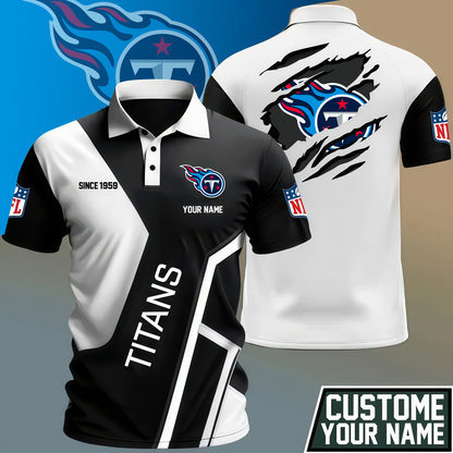 LIMITED EDITION - NEW CUSTOMIZED NFL31 TST TENNESSEE TITANS POLO SHIRT