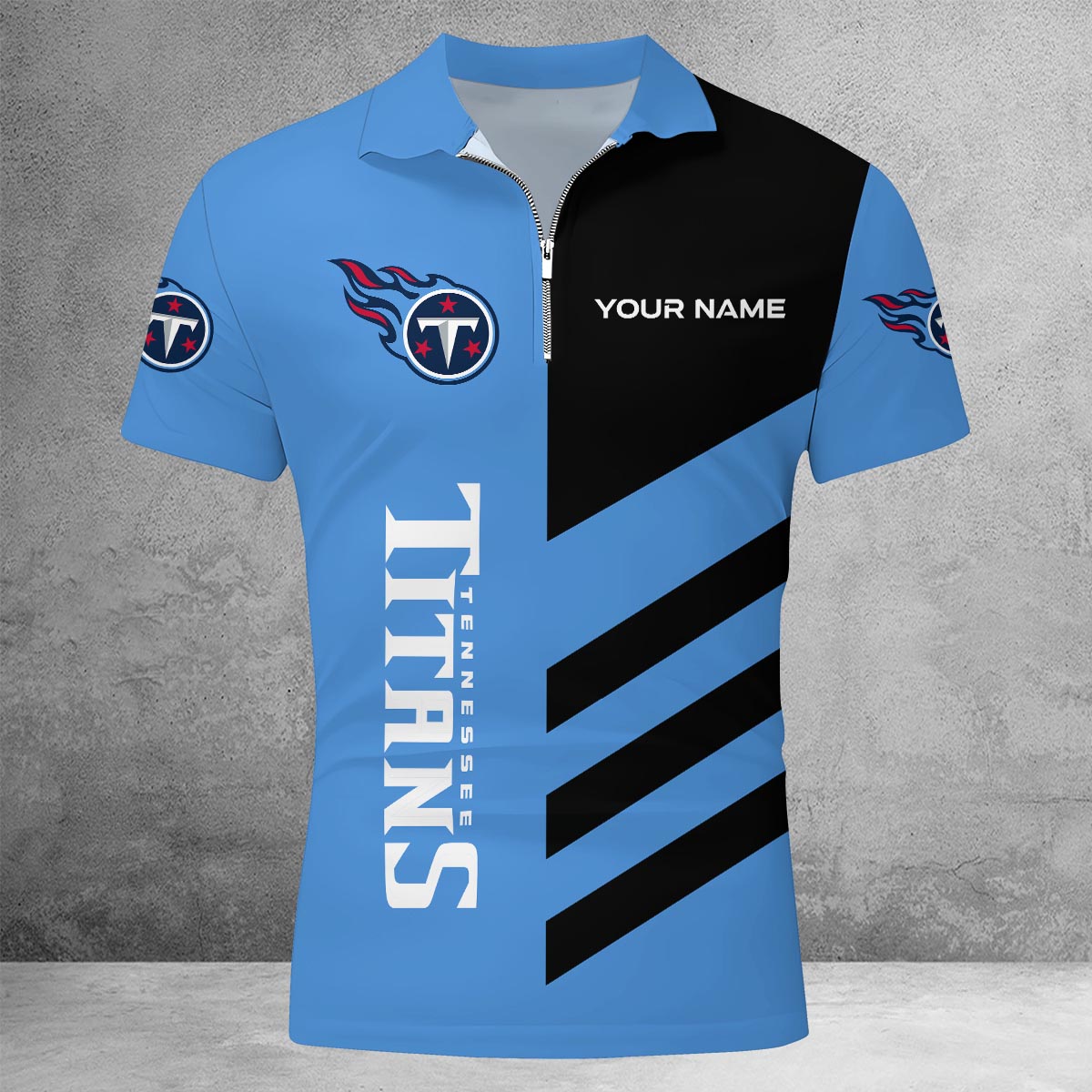 LIMITED EDITION - NEW CUSTOMIZED NFL31 TST TENNESSEE TITANS ZIP POLO SHIRT