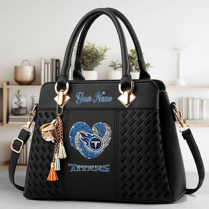 LIMITED EDITION - NEW CUSTOMIZED NFL31 TST TENNESSEE TITANS ZIP HANDBAG MULTICOLOR