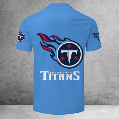 LIMITED EDITION - NEW CUSTOMIZED NFL31 TST TENNESSEE TITANS ZIP POLO SHIRT