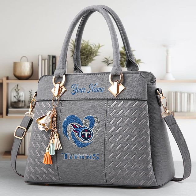 LIMITED EDITION - NEW CUSTOMIZED NFL31 TST TENNESSEE TITANS ZIP HANDBAG MULTICOLOR