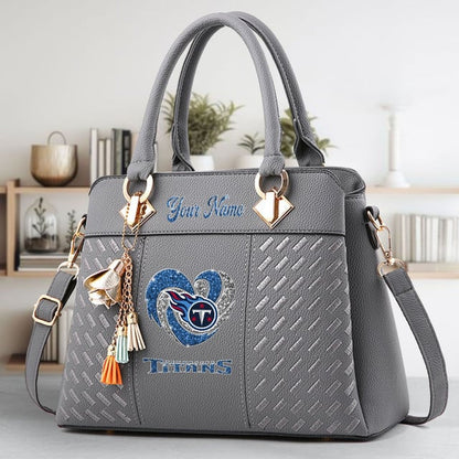 LIMITED EDITION - NEW CUSTOMIZED NFL31 TST TENNESSEE TITANS ZIP HANDBAG MULTICOLOR