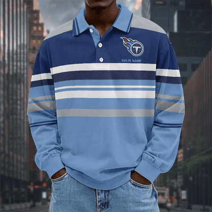 LIMITED EDITION - NEW CUSTOMIZED NFL31 TST TENNESSEE TITANS MEN LONG SLEEVE POLO