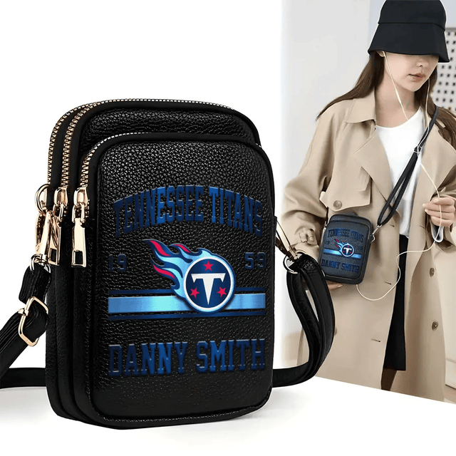 LIMITED EDITION - NEW CUSTOMIZED NFL31 TST TENNESSEE TITANS LEATHER CROSSBODY BAG