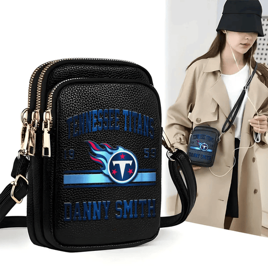 LIMITED EDITION - NEW CUSTOMIZED NFL31 TST TENNESSEE TITANS LEATHER CROSSBODY BAG