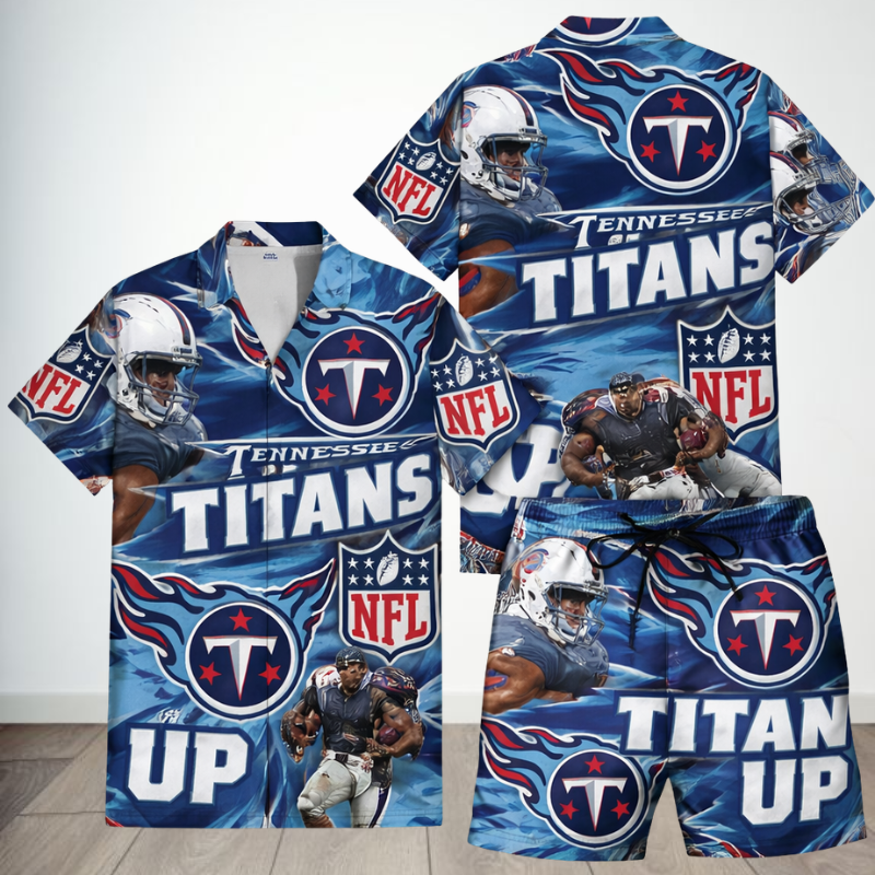 LIMITED EDITION - NEW CUSTOMIZED NFL31 TST TENNESSEE TITANS UNISEX HAWAIIAN SHIRT & SHORTS SET