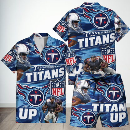 LIMITED EDITION - NEW CUSTOMIZED NFL31 TST TENNESSEE TITANS UNISEX HAWAIIAN SHIRT & SHORTS SET