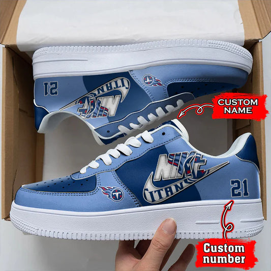 LIMITED EDITION - NEW CUSTOMIZED NFL31 TST TENNESSEE TITANS AF1 SNEAKERS