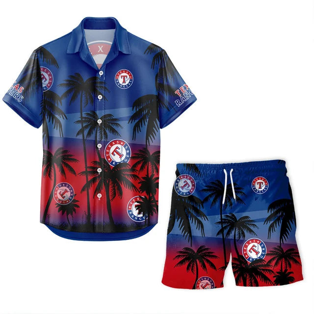 LIMITED EDITION - NEW CUSTOMIZED MLB08 TRS TEXAS RANGERS UNISEX HAWAIIAN SHIRT & SHORTS SET