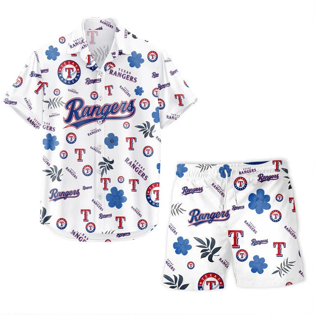 LIMITED EDITION - NEW CUSTOMIZED MLB08 TRS TEXAS RANGERS UNISEX HAWAIIAN SHIRT & SHORTS SET