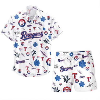 LIMITED EDITION - NEW CUSTOMIZED MLB08 TRS TEXAS RANGERS UNISEX HAWAIIAN SHIRT & SHORTS SET