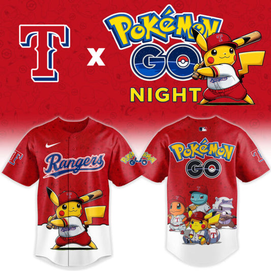 LIMITED EDITION - NEW CUSTOMIZED MLB08 TRS TEXAS RANGERS x POKEMON BASEBALL JERSEY & CAP