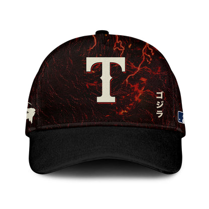 LIMITED EDITION - NEW CUSTOMIZED MLB08 TRS TEXAS RANGERS x GODZILLA BASEBALL JERSEY & CAP