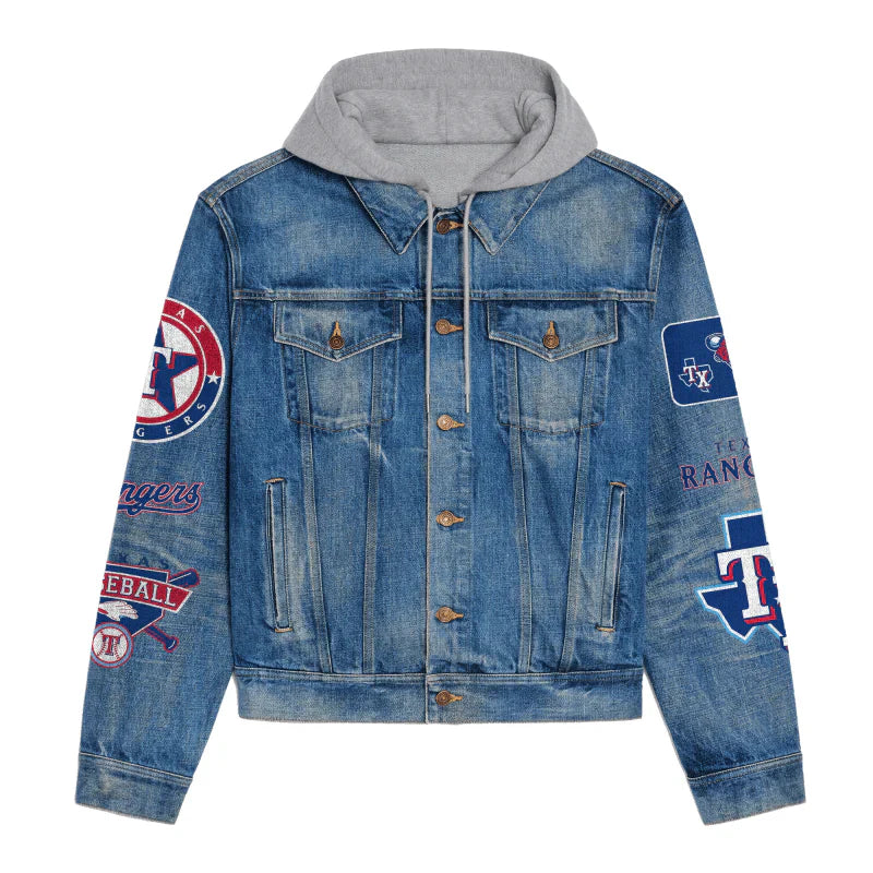 LIMITED EDITION - NEW CUSTOMIZED MLB08 TRS TEXAS RANGERS HOODED DENIM JACKET