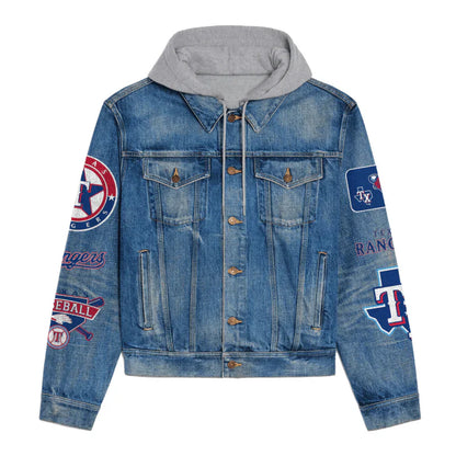 LIMITED EDITION - NEW CUSTOMIZED MLB08 TRS TEXAS RANGERS HOODED DENIM JACKET