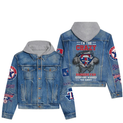 LIMITED EDITION - NEW CUSTOMIZED MLB08 TRS TEXAS RANGERS HOODED DENIM JACKET