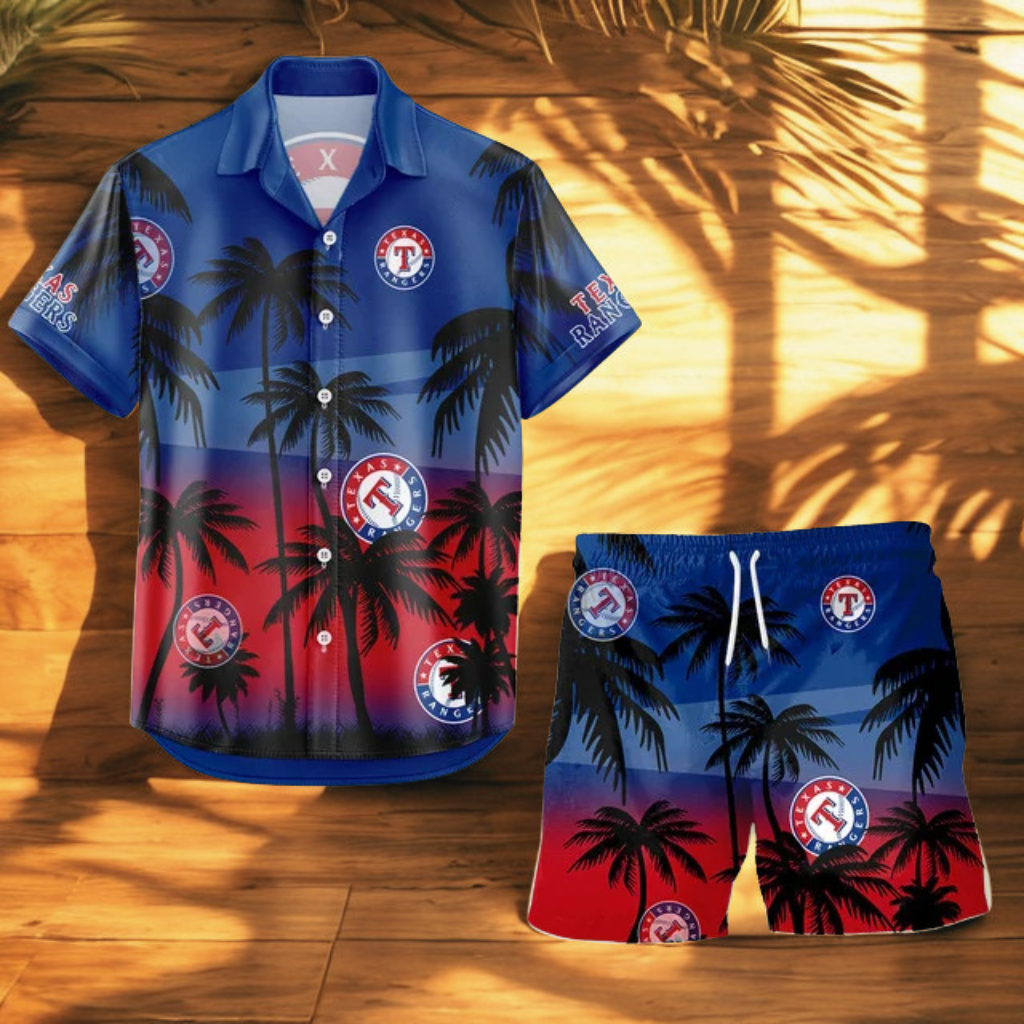 LIMITED EDITION - NEW CUSTOMIZED MLB08 TRS TEXAS RANGERS UNISEX HAWAIIAN SHIRT & SHORTS SET