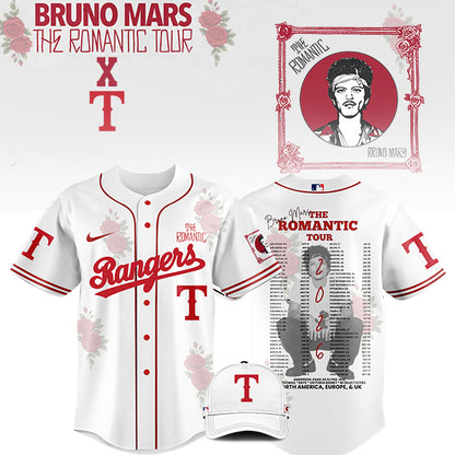 LIMITED EDITION - NEW CUSTOMIZED MLB08 TX RANGERS x BRUNO MARS BASEBALL JERSEY & CAP
