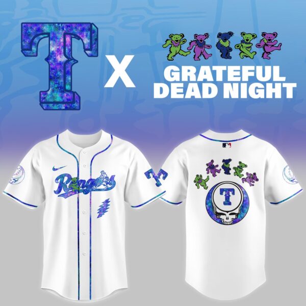 LIMITED EDITION - NEW CUSTOMIZED MLB08 TX RANGERS x GRATEFUL DEAD BASEBALL JERSEY
