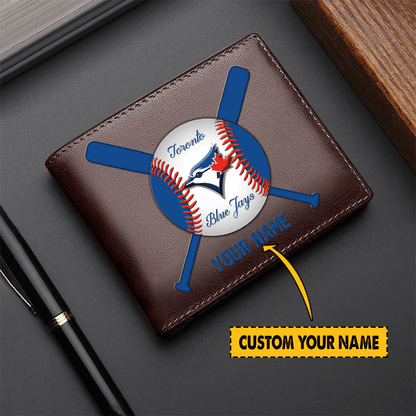 LIMITED EDITION - NEW CUSTOMIZED MLB12 TBJ TORONTO BLUE JAYS LEATHER WALLET