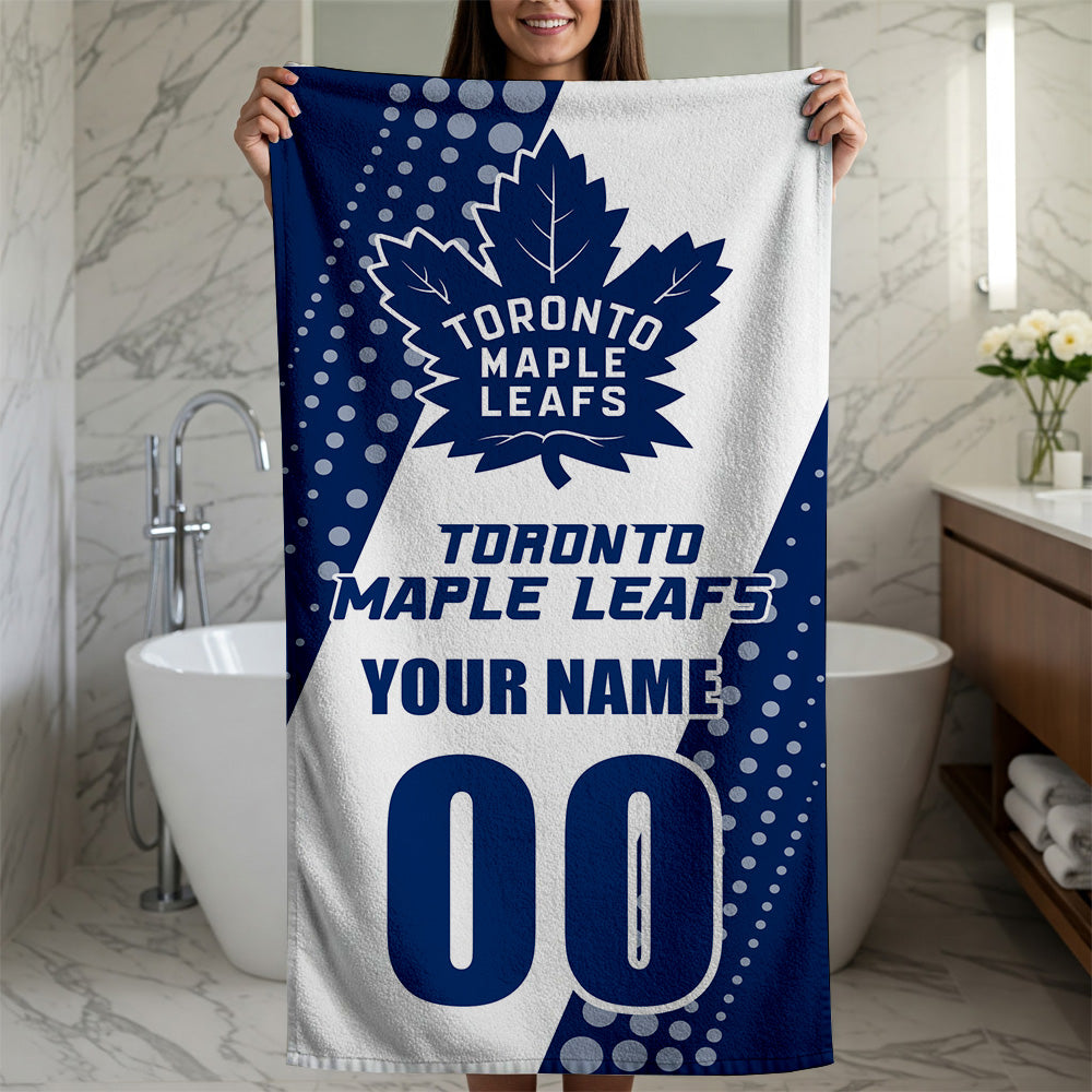 LIMITED EDITION - NEW CUSTOMIZED NHL23 TML TORONTO MAPLE LEAFS BEACH & BATH TOWEL