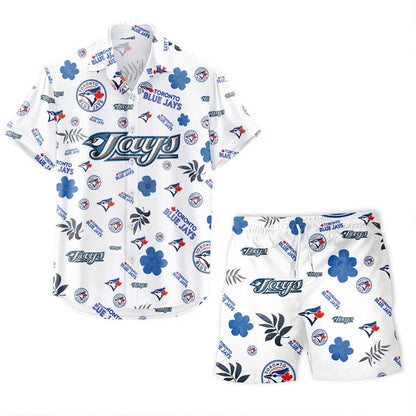 LIMITED EDITION - NEW CUSTOMIZED MLB12 TBJ TORONTO BLUE JAYS UNISEX HAWAIIAN SHIRT & SHORTS SET