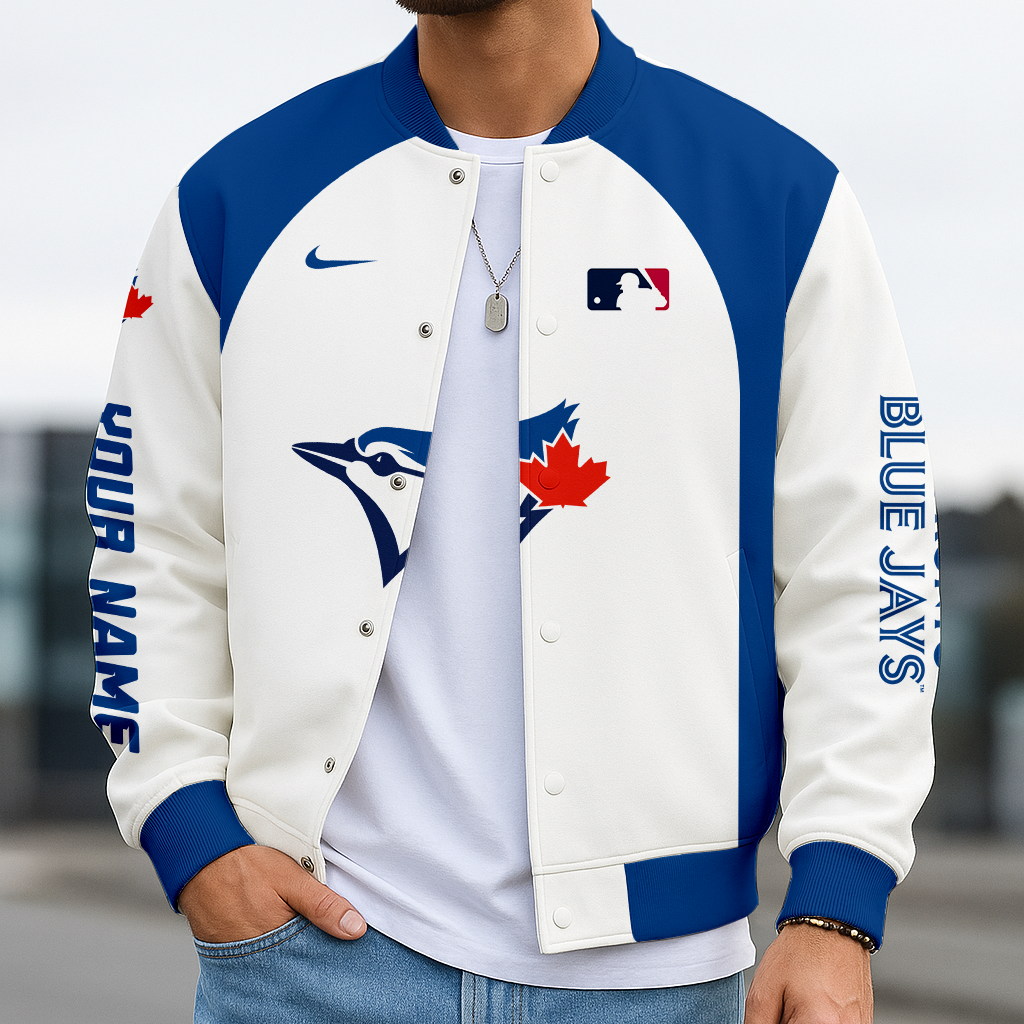 LIMITED EDITION - NEW CUSTOMIZED MLB12 TBJ TORONTO BLUE JAYS BASEBALL JACKET, SATIN VARSITY JACKET