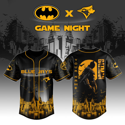 LIMITED EDITION - NEW CUSTOMIZED MLB12 TR BLUE JAYS x BATMAN BASEBALL JERSEY