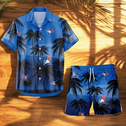 LIMITED EDITION - NEW CUSTOMIZED MLB12 TBJ TORONTO BLUE JAYS UNISEX HAWAIIAN SHIRT & SHORTS SET