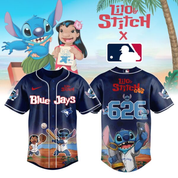 LIMITED EDITION - NEW CUSTOMIZED MLB12 TR BLUE JAYS x LILO & STITCH BASEBALL JERSEY