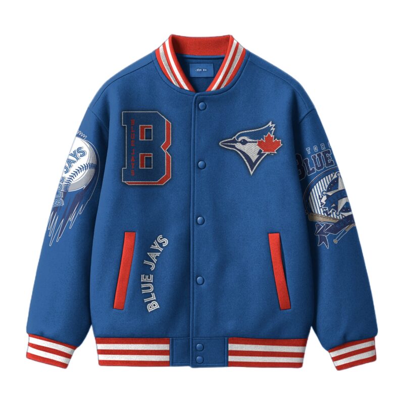 LIMITED EDITION - NEW CUSTOMIZED MLB12 TR BLUE JAYS SATIN VARSITY & BASEBALL JACKET