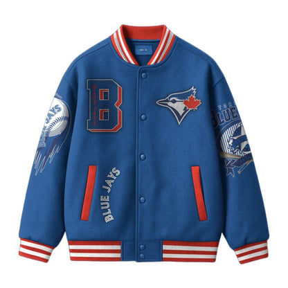 LIMITED EDITION - NEW CUSTOMIZED MLB12 TR BLUE JAYS SATIN VARSITY & BASEBALL JACKET