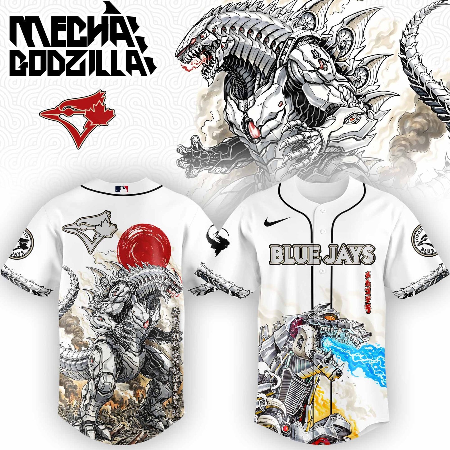 LIMITED EDITION - NEW CUSTOMIZED MLB12 TR BLUE JAYS x GODZILLA BASEBALL JERSEY