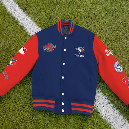 LIMITED EDITION - NEW PREMIUM MLB12 TBJ TORONTO BLUE JAYS SATIN VARSITY JACKET