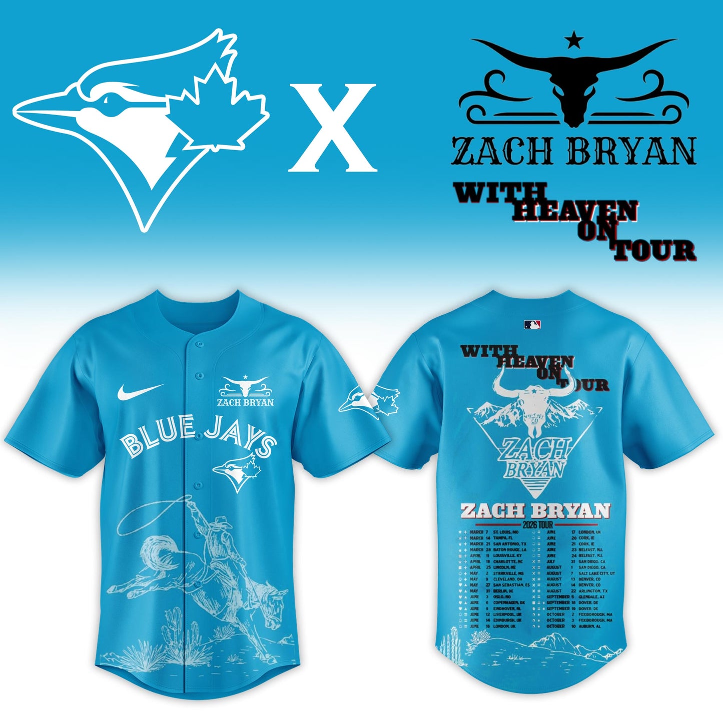 LIMITED EDITION - NEW CUSTOMIZED MLB12 TBJ TORONTO BLUE JAYS x ZACH BRYAN BASEBALL JERSEY & CAP