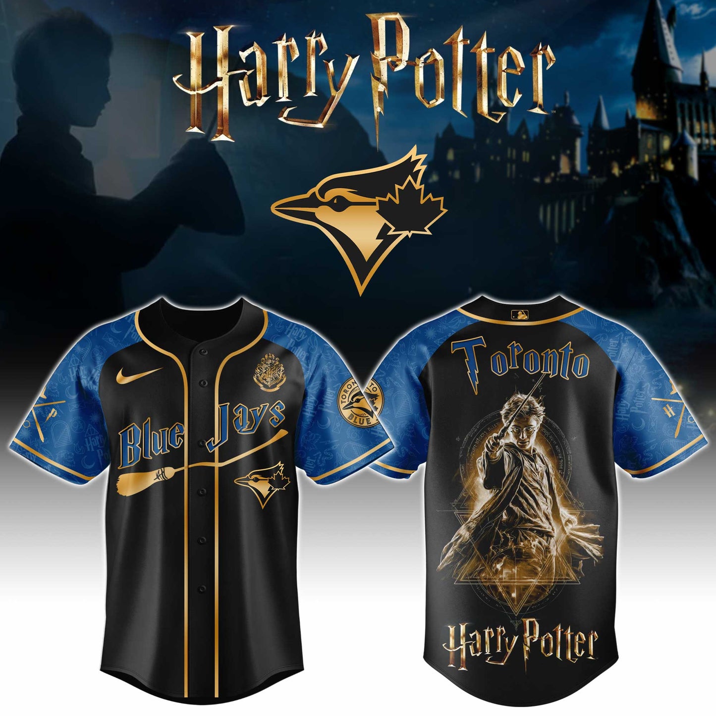 LIMITED EDITION - NEW CUSTOMIZED MLB12 TBJ TORONTO BLUE JAYS x HARRY POTTER BASEBALL JERSEY & CAP