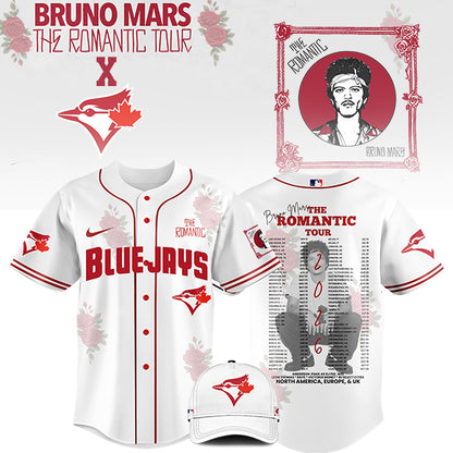 LIMITED EDITION - NEW CUSTOMIZED MLB12 TR BLUE JAYS x BRUNO MARS BASEBALL JERSEY & CAP