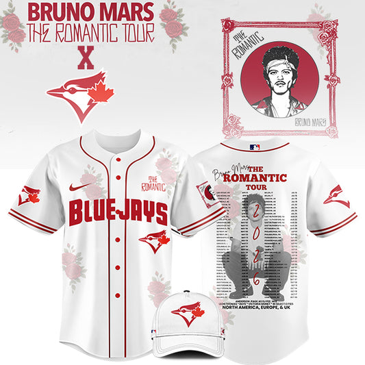 LIMITED EDITION - NEW CUSTOMIZED MLB12 TR BLUE JAYS x BRUNO MARS BASEBALL JERSEY & CAP