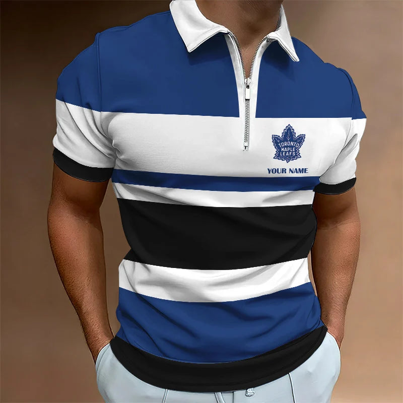 LIMITED EDITION - NEW CUSTOMIZED NHL23 TML TORONTO MAPLE LEAFS ZIP POLO SHIRT