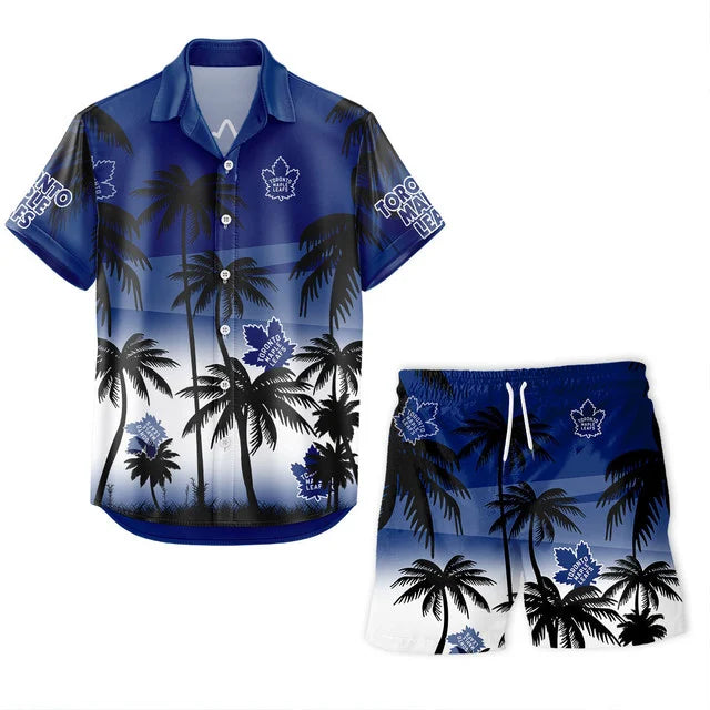 LIMITED EDITION - NEW CUSTOMIZED NHL23 TML TORONTO MAPLE LEAFS UNISEX HAWAIIAN SHIRT & SHORTS SET