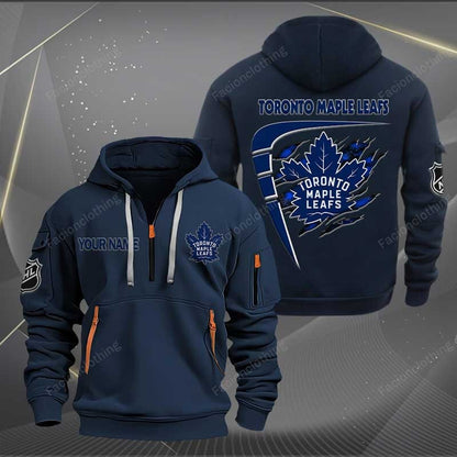 LIMITED EDITION - NEW CUSTOMIZED NHL23 TML TORONTO MAPLE LEAFS QUARTER ZIP HOODIE