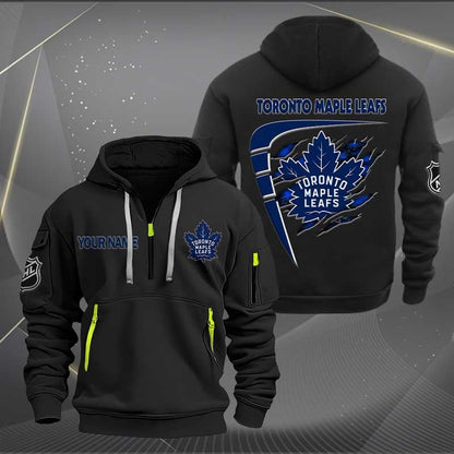 LIMITED EDITION - NEW CUSTOMIZED NHL23 TML TORONTO MAPLE LEAFS QUARTER ZIP HOODIE