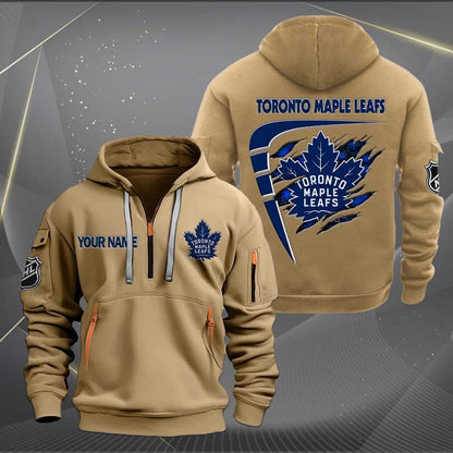 LIMITED EDITION - NEW CUSTOMIZED NHL23 TML TORONTO MAPLE LEAFS QUARTER ZIP HOODIE