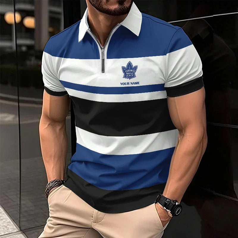 LIMITED EDITION - NEW CUSTOMIZED NHL23 TML TORONTO MAPLE LEAFS ZIP POLO SHIRT