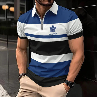 LIMITED EDITION - NEW CUSTOMIZED NHL23 TML TORONTO MAPLE LEAFS ZIP POLO SHIRT