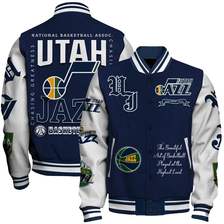 LIMITED EDITION - NEW CUSTOMIZED NBA29 UJZ UTAH JAZZ BASEBALL JACKET, SATIN VARSITY JACKET