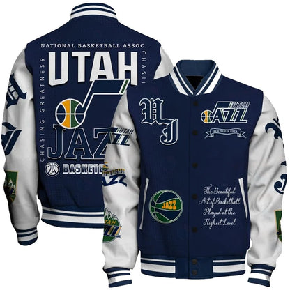 LIMITED EDITION - NEW CUSTOMIZED NBA29 UJZ UTAH JAZZ BASEBALL JACKET, SATIN VARSITY JACKET